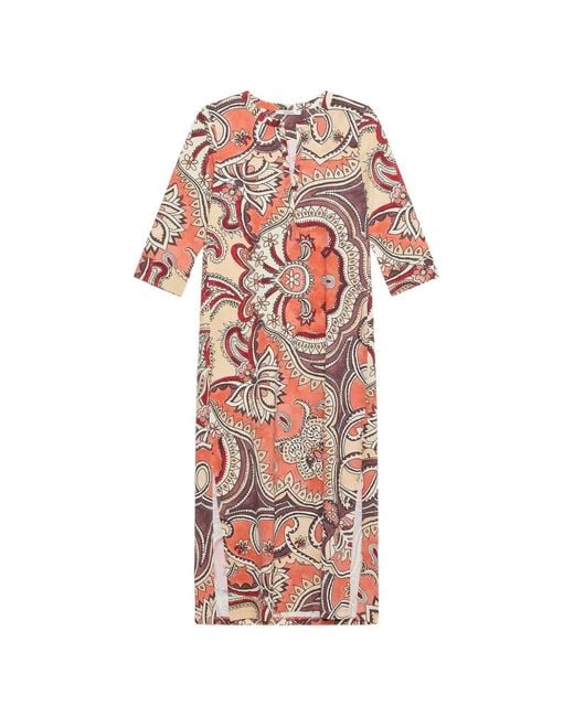 Maliparmi White Paisley-Print Midi Dress
