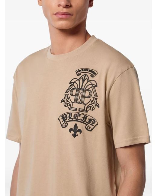 Philipp Plein Natural Logo-Appliqué T-Shirt for men