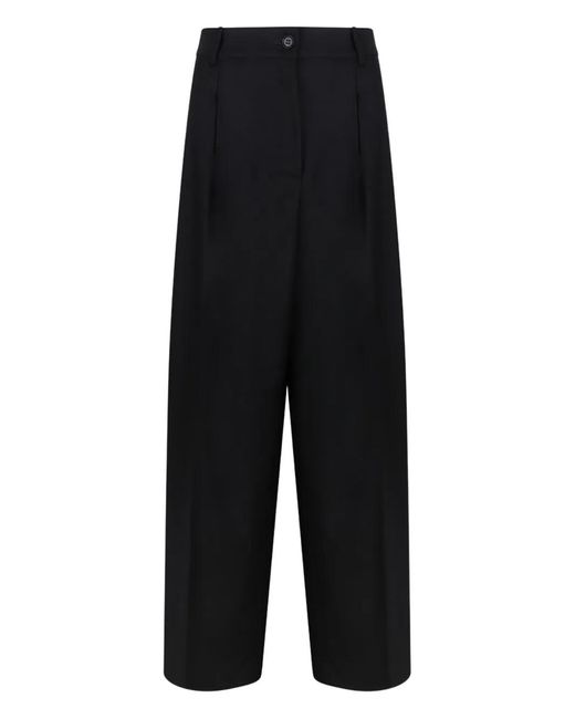 P.A.R.O.S.H. Black Pleated Button-Fastening Trousers
