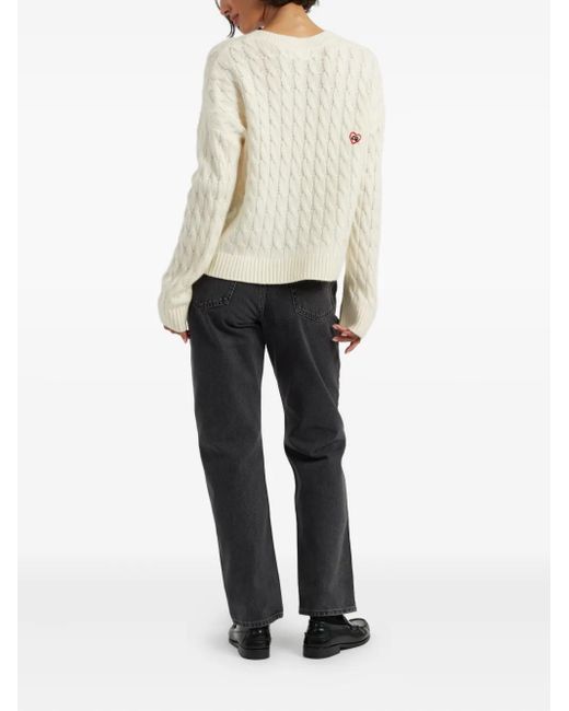Chinti & Parker White X Peanuts Snoopy-Motif Cable-Knit Sweater