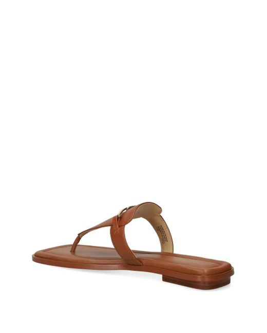 MICHAEL Michael Kors Brown Logo-Plaque Flip-Flops