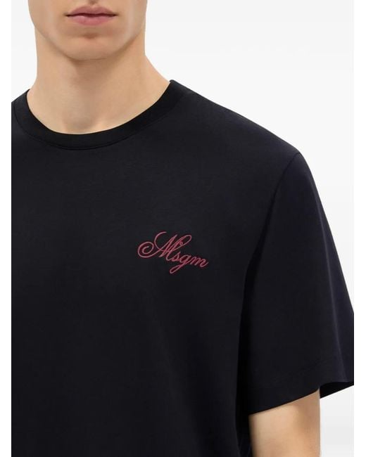 MSGM Black Detail-Embroidery T-Shirt for men