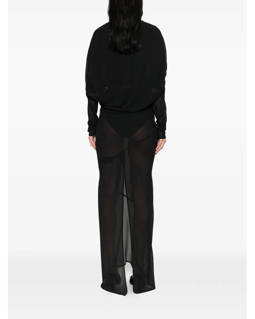 Entire studios Black Sheer-Panel V-Neck Maxi Wrap Dress