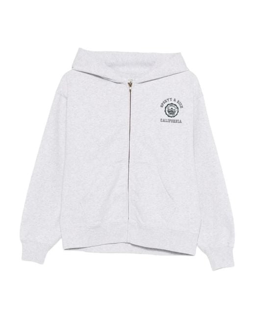 Sporty & Rich White California Emblem Zip-Up Hoodie