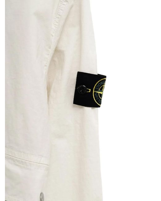 Stone Island White Button-Down Shirt for men