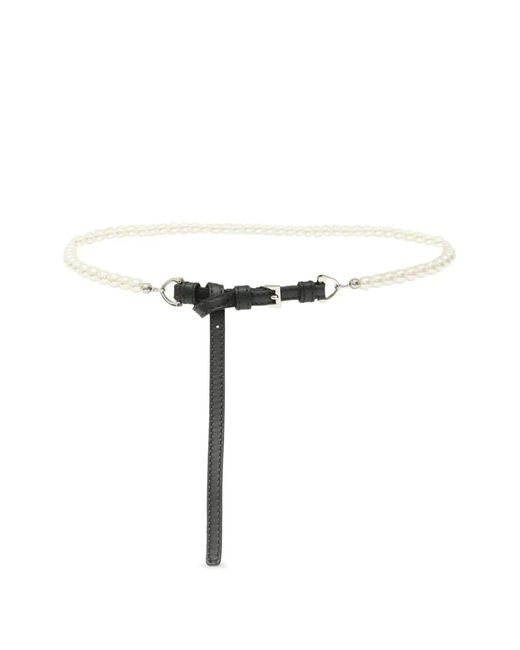 Ermanno Scervino Black Faux-Pearl Leather Belt