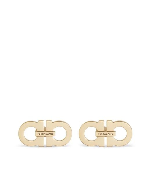 Ferragamo Natural Double Gancini Earrings