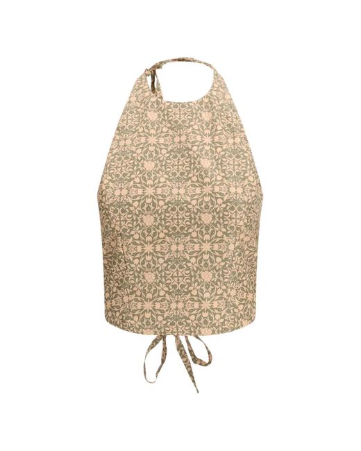 Kristina Ti Natural Floral Print Halterneck Top