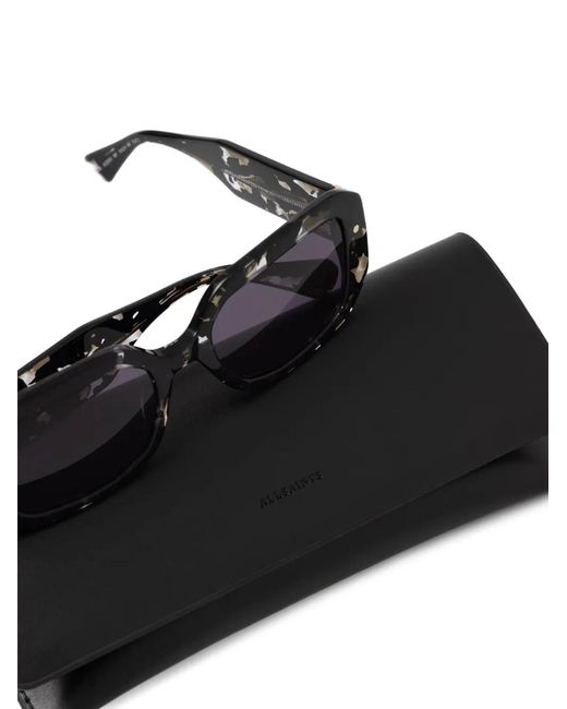 AllSaints Black Jade Tortoiseshell-Effect Rectangle-Frame Sunglasses