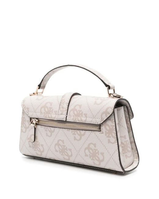 Guess White Small Logo-Plaque Tote Bag