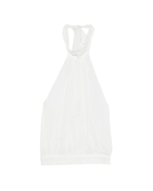 GIMAGUAS White Boa Tie-Neck Top