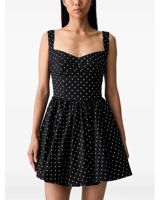 Bardot Black Coletta Polka-Dot Pattern Bow-Detail Mini Dress