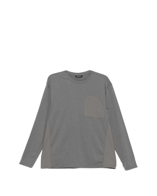 Hiking Patrol Gray Pocket Longsleeve Panelled T-Shirt for men