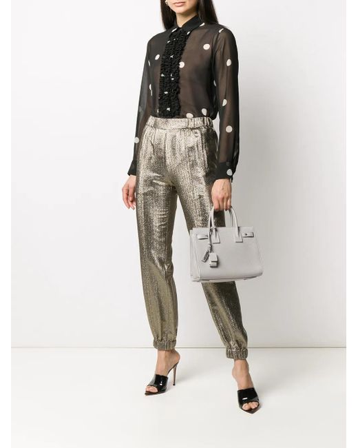 Saint Laurent Metallic-Effect Tapered Trousers