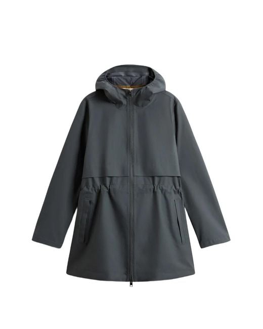 Woolrich Gray Elasticated Hood Parka Coat