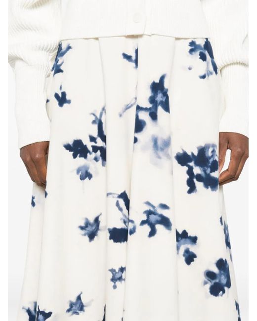 Altuzarra White Floral-Print Midi Skirt