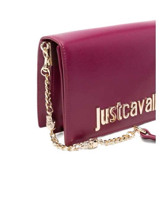 Just Cavalli Purple Logo-Plaque Shoulder Bag