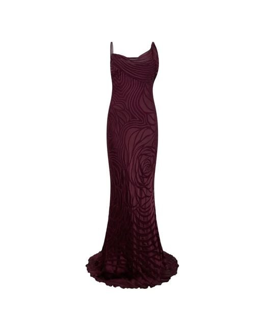Alberta Ferretti Purple Cowl-Neck Maxi Dress