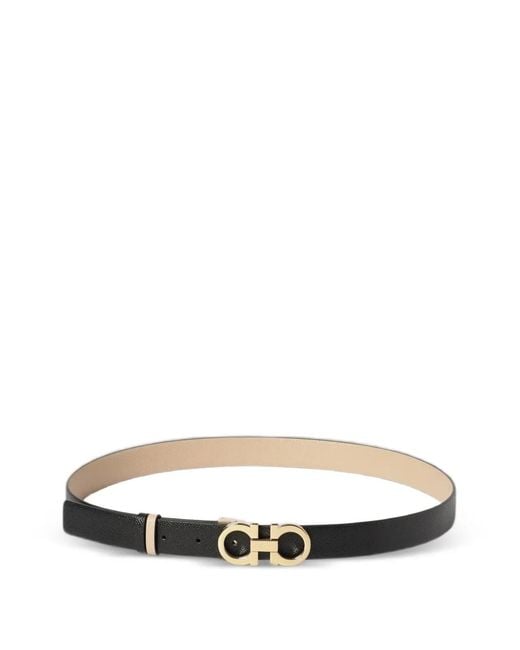 Ferragamo White Gancini Reversible Belt