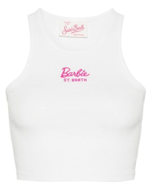 Mc2 Saint Barth X Barbie Logo-embroidered Tank Top White
