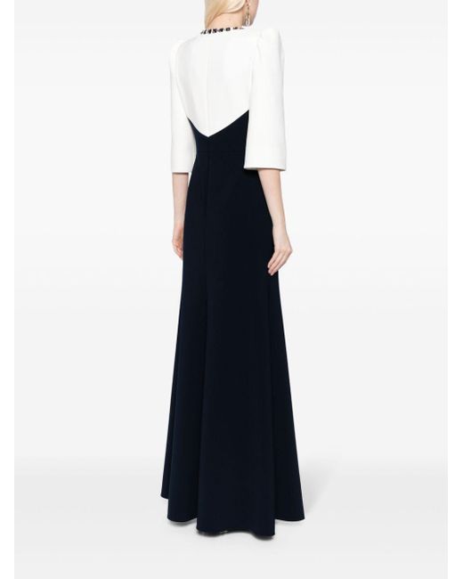 Jenny Packham Blue Capote Crystal-embellished Gown