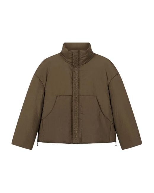 ROUGH Brown Embroidered-Detail Quilted Jacket