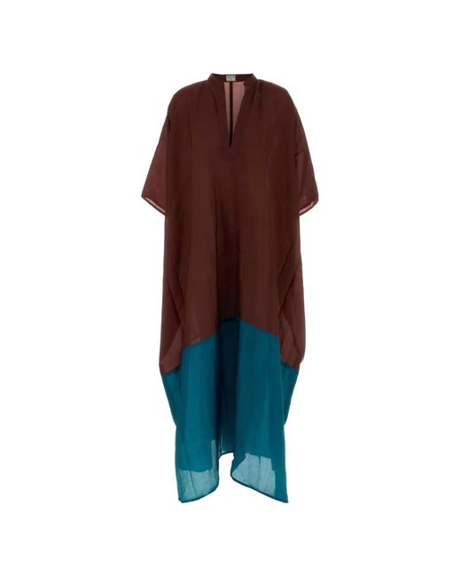 THE ROSE IBIZA Brown Two-Tone Silk Midi Dress