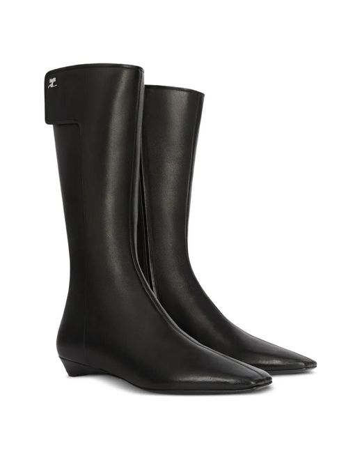 Courreges Black Logo-Plaque Boots