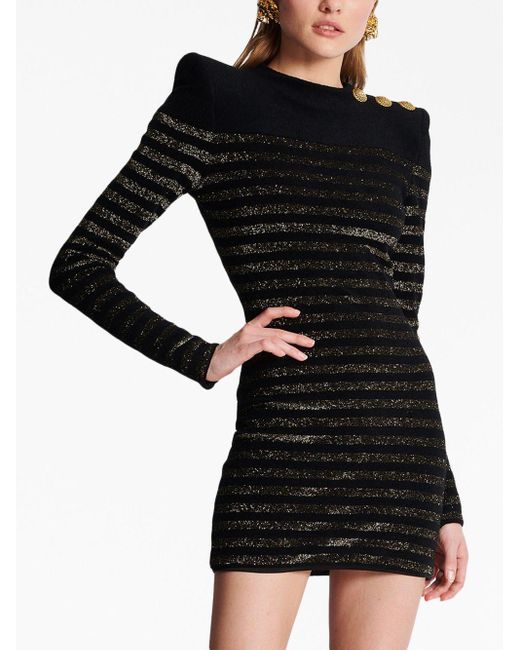 Balmain Mini-jurk Met Knoopdetail in het Black