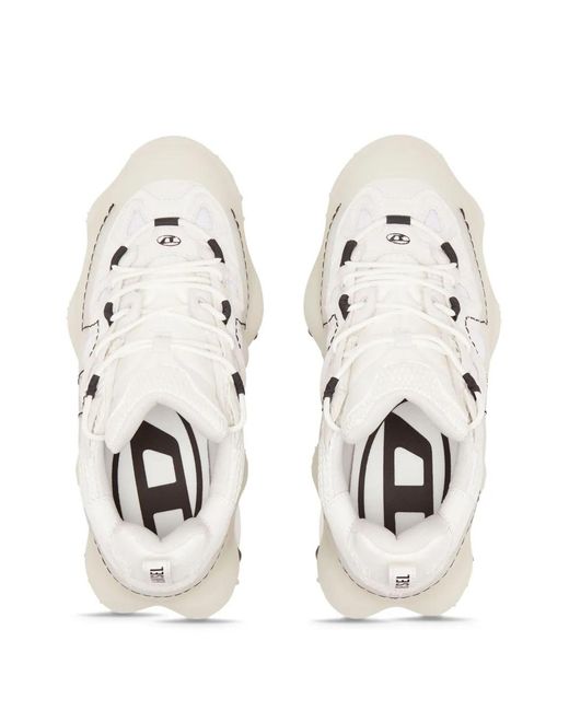 DIESEL White Low-top Sneakers With Rubber Overlay for men
