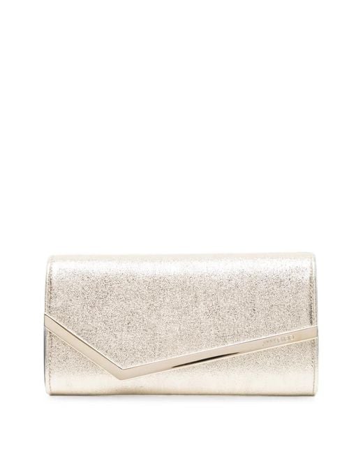 Jimmy Choo Natural Glitter-Effect Envelope Wallet