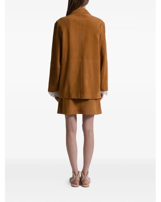 Alberta Ferretti Brown Buttoned Goat Skin Jacket