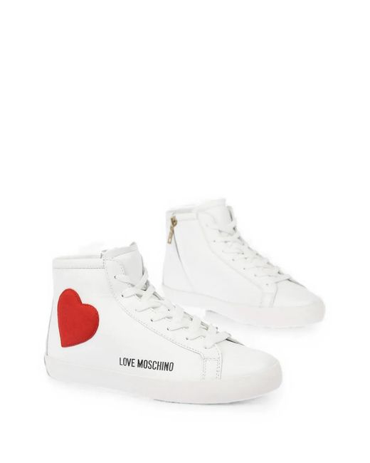 Moschino White Heart-Patch Sneakers