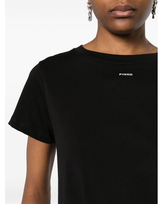 Camiseta con logo estampado Pinko de color Black