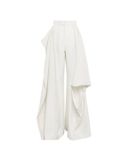 A.W.A.K.E. MODE White Slit-Knee Draped Pants