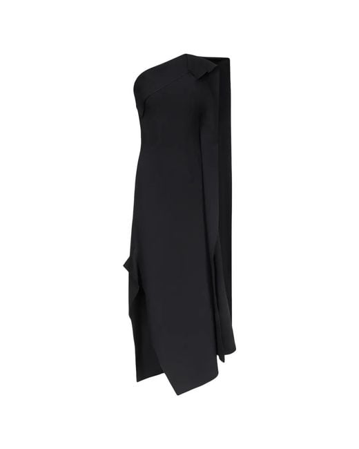 FFORME Black One-Shoulder Draped Dress