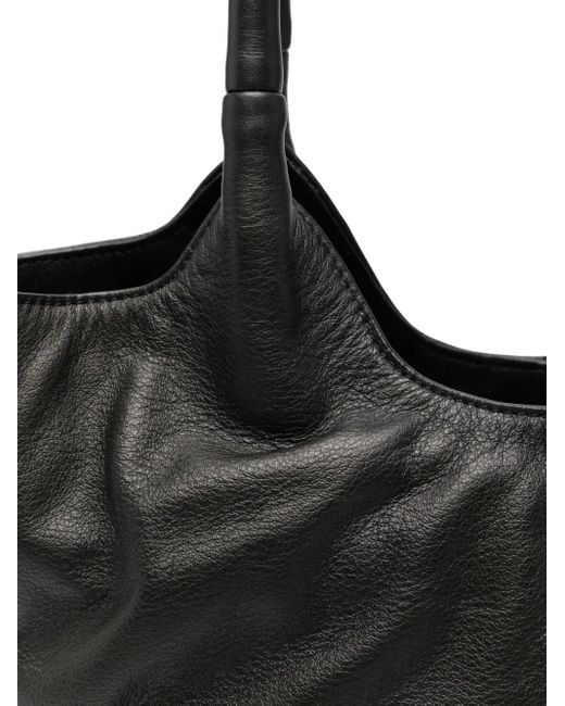 Vic Matié Black Double-Handle Leather Tote Bag
