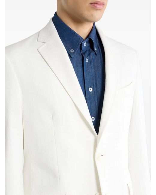 Etro White Single-Breasted Blazer for men
