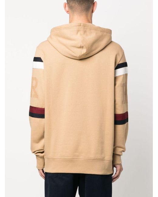 Tommy Hilfiger Logo-print Ribbed-stripes Hoodie in Natural for Men | Lyst UK