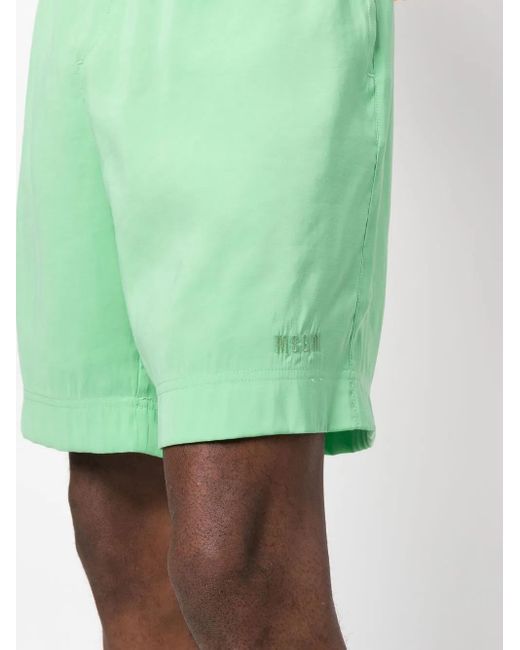 MSGM Green Elasticated-Waistband Shorts for men