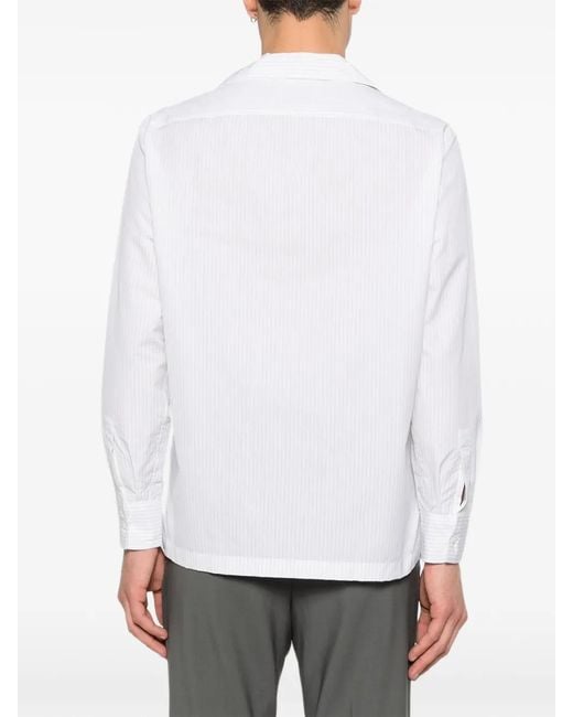 Lardini White Paul Striped-Pattern Chest-Pocket Shirt for men