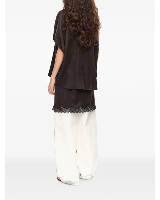 Bimba Y Lola Gray Washed Cape Shirt With Knotted Neckline