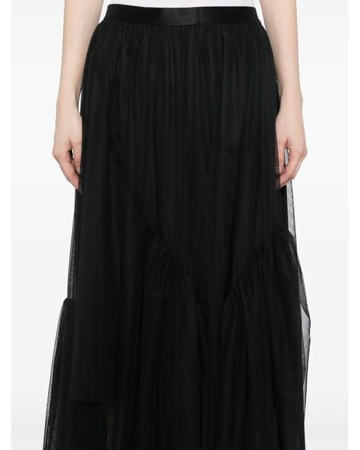 JNBY Black A-Line Flounce Hem Waist Skirt