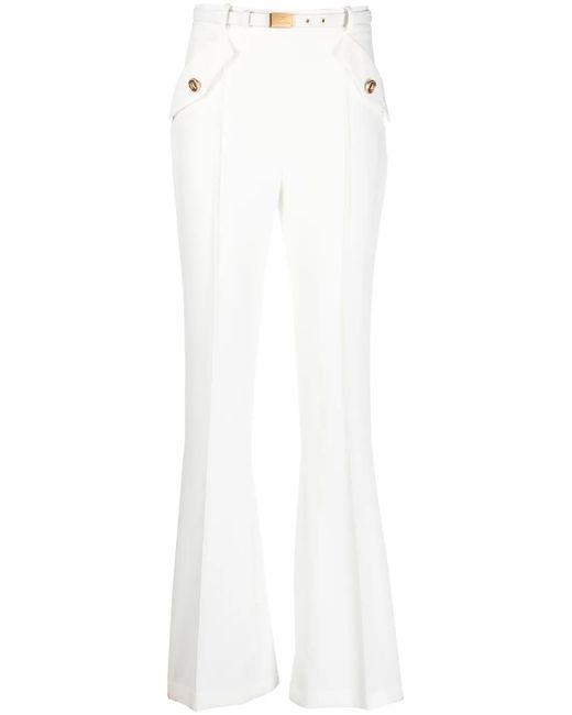 Elisabetta Franchi White High-Waisted Tailored Trousers