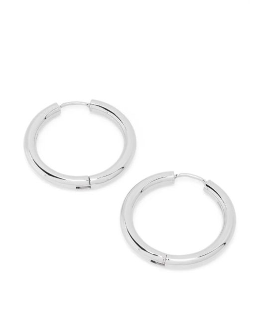 Adina Reyter White Tube Huggy Hoop Earrings