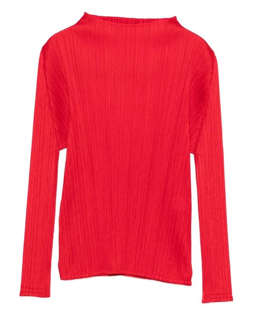 Pleats Please Issey Miyake Red Pleated Top