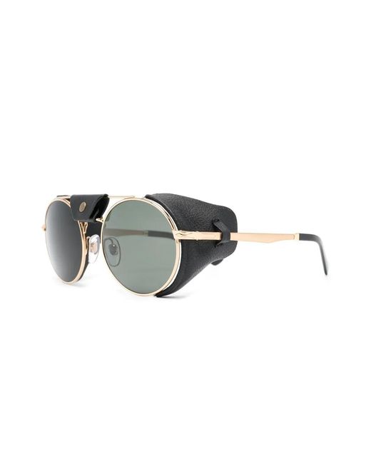 Persol Black Tinted Leather-Side Rounded Sunglasses