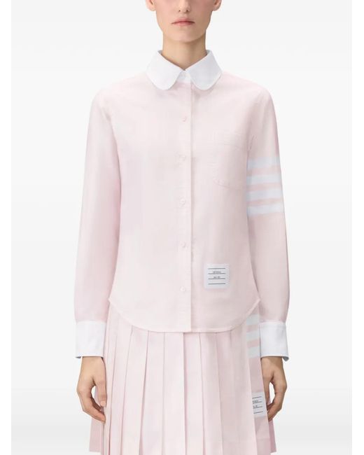 Thom Browne Pink Stripe-Detail Oxford Shirt