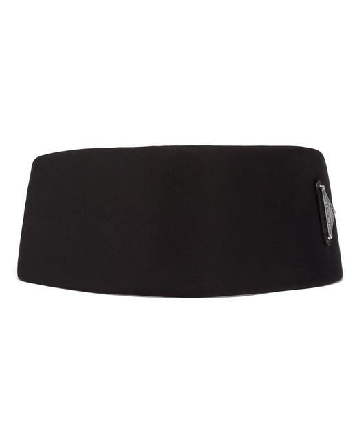 Prada Black Re-Nylon Triangle-Logo Headband