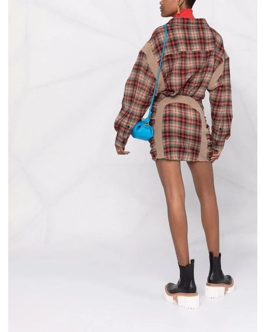 Stella McCartney Multicolor Check-Pattern Mini Shirtdress